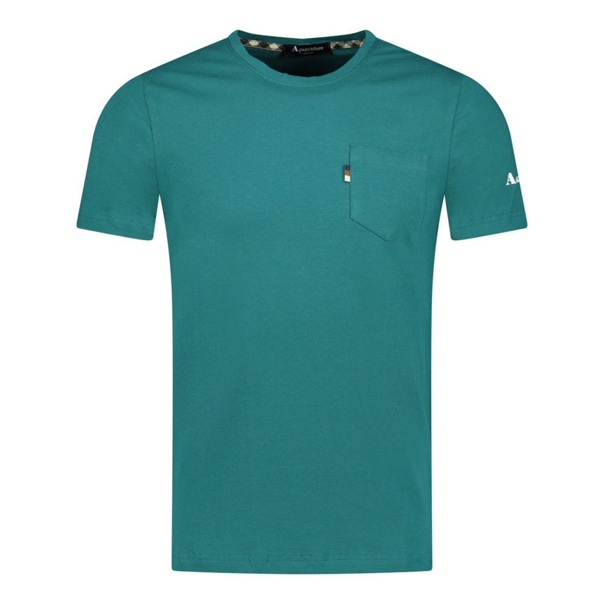 Aquascutum Check Logo Pocket T-Shirt Teal - Boinclo ltd - Outlet Sale Under Retail