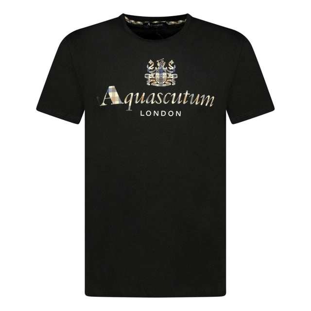 Aquascutum Chest Check Logo T-Shirt Black - Boinclo ltd - Outlet Sale Under Retail