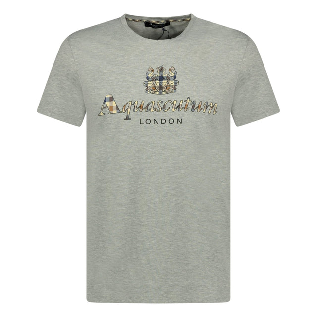 Aquascutum Chest Check Logo T-Shirt Grey - Boinclo ltd - Outlet Sale Under Retail