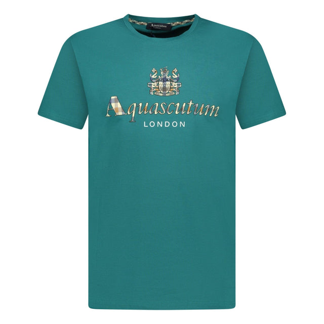 Aquascutum Chest Check Logo T-Shirt Teal - Boinclo ltd - Outlet Sale Under Retail