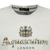 Aquascutum Chest Check Logo T-Shirt White - Boinclo ltd - Outlet Sale Under Retail