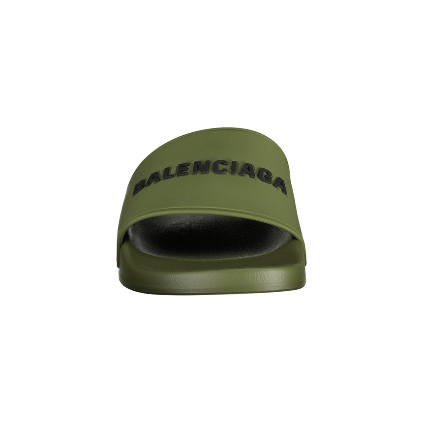 Balenciaga Logo Sliders Khaki - Boinclo ltd - Outlet Sale Under Retail