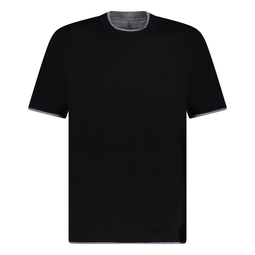 Brunello Cucinelli Double Crew Neck T-Shirt Black & Grey - Boinclo ltd - Outlet Sale Under Retail