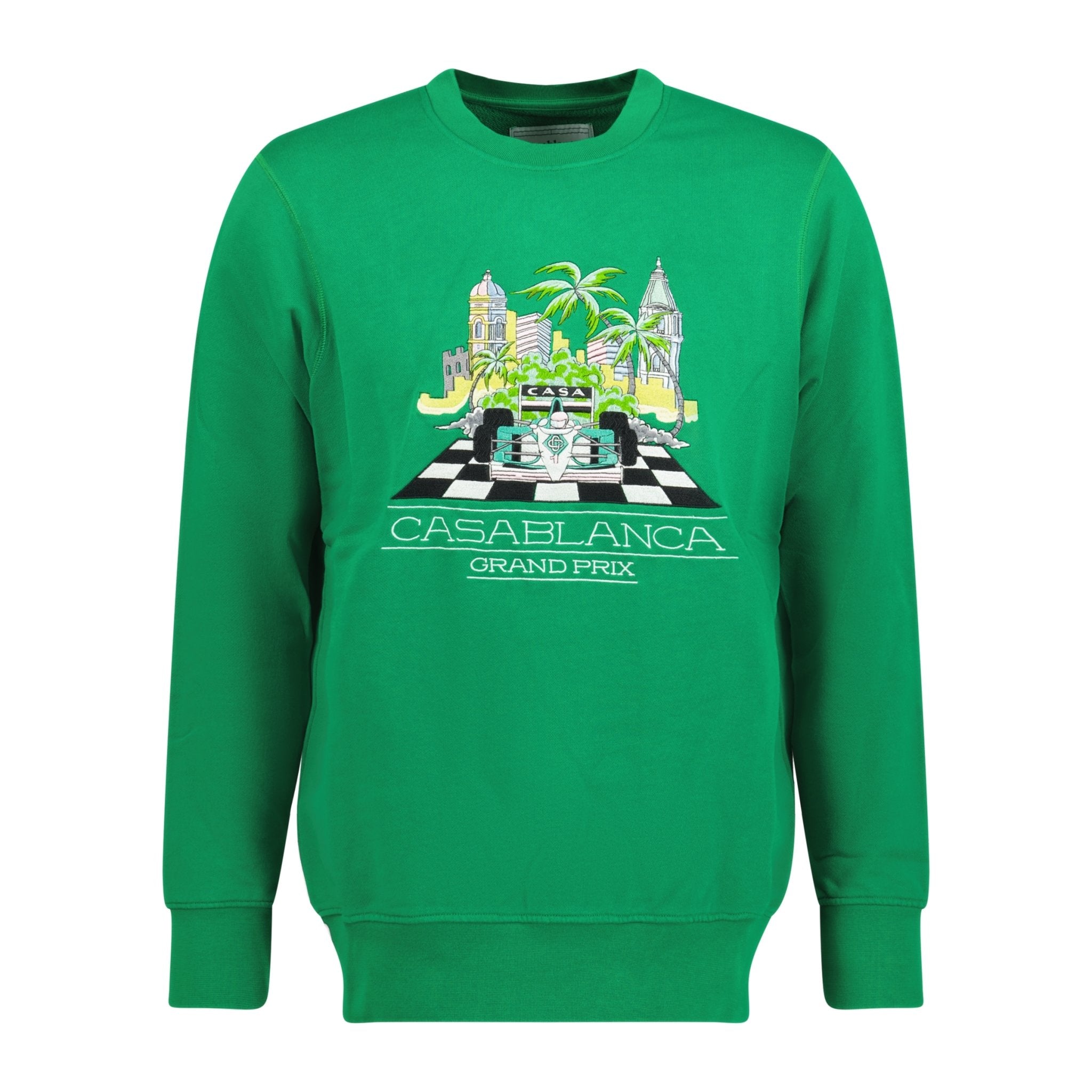 Color variation of 'Finish Line' Stitched Print Sweatshirt Green