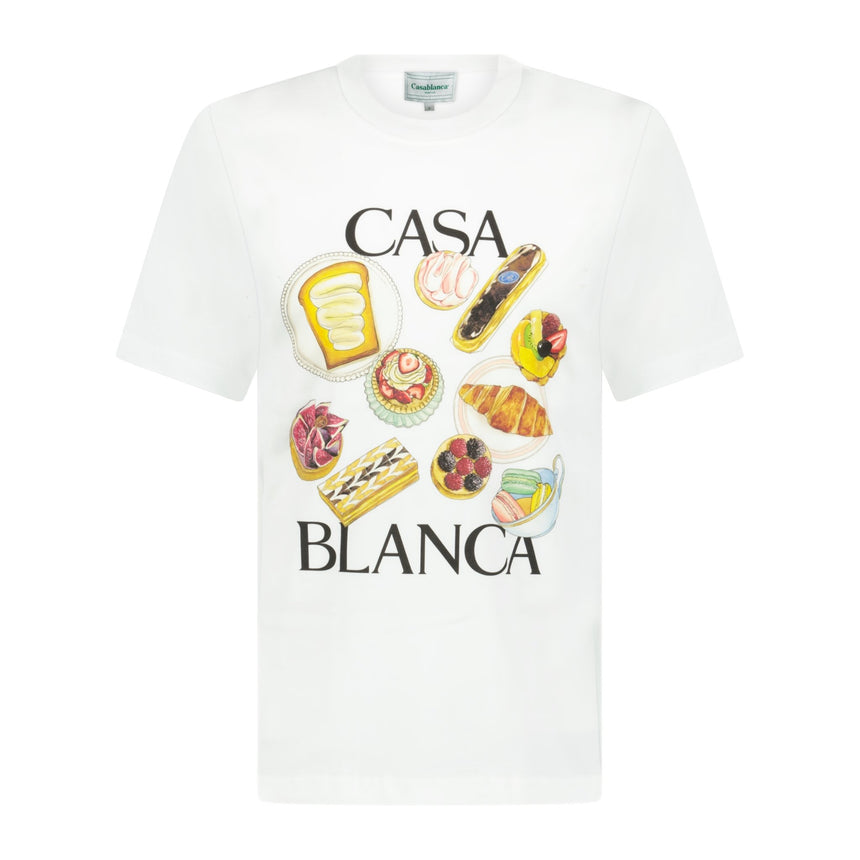 Casablanca IN FLIGHT PASTRIES Printed T-Shirt White - Boinclo ltd - Outlet Sale Under Retail