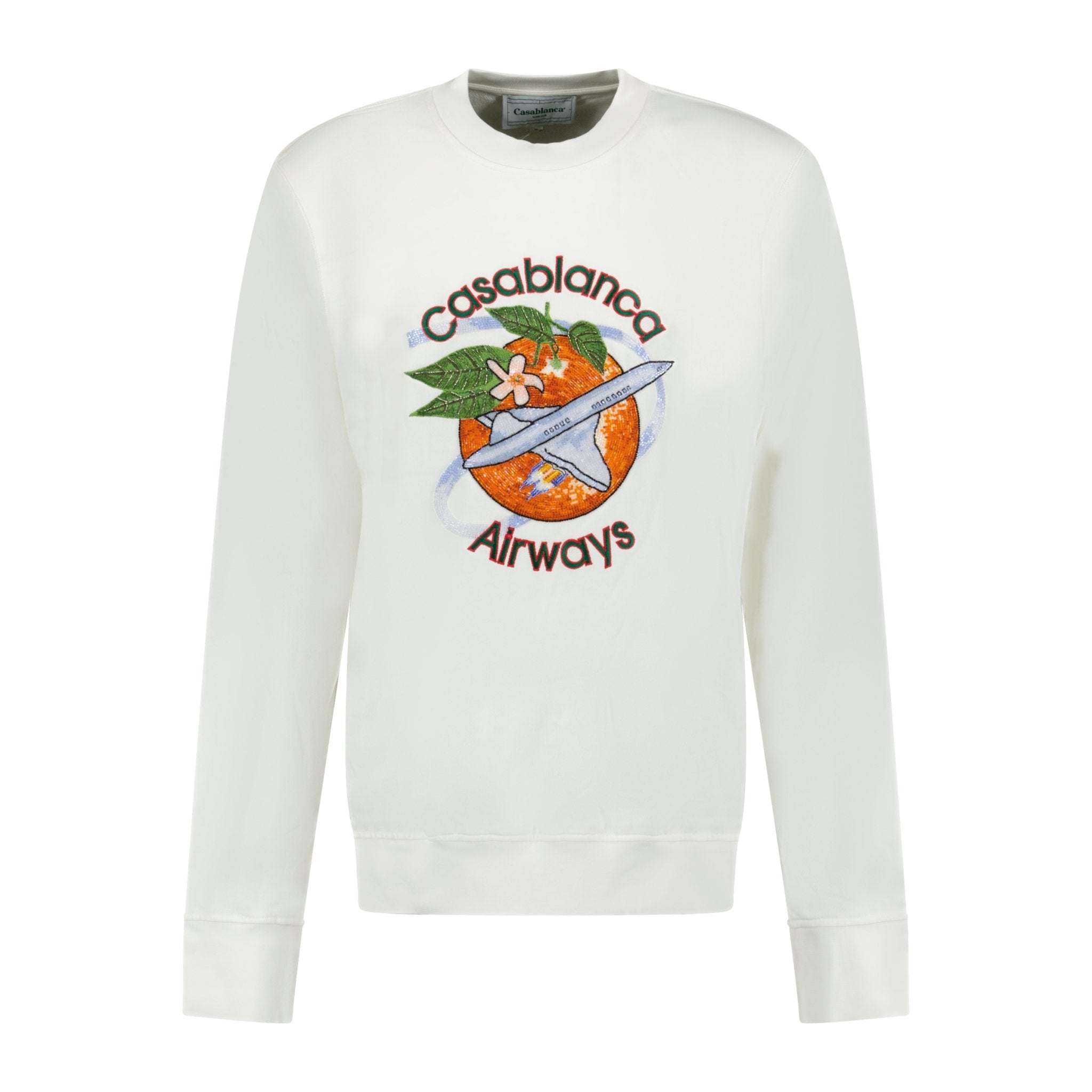 Color variation of Orbite Autour De L'Orange Beaded Sweatshirt White