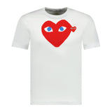 Comme Des Garcons Big Print Red Heart T-Shirt White - Boinclo ltd - Outlet Sale Under Retail