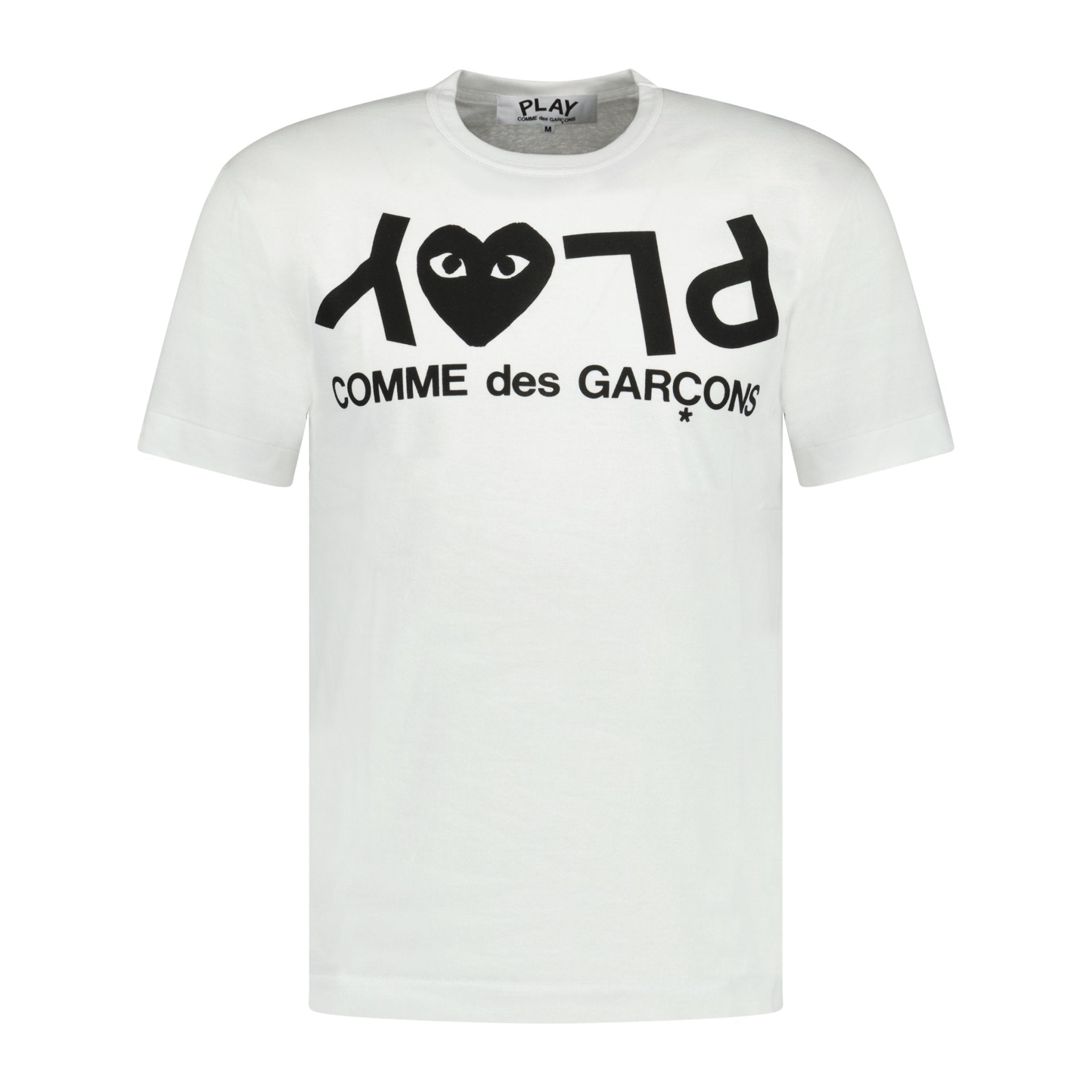 Sale Comme des Garcons PLAY Inverted Heart T-Shirt Black White Logo Graphic Unisex M