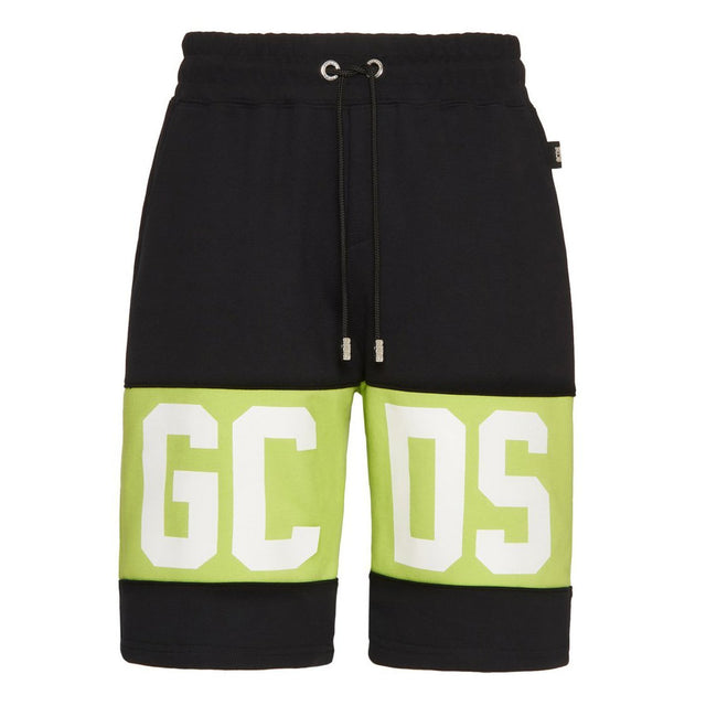 GCDS Logo Cotton Shorts Black & Lime Green - Boinclo ltd - Outlet Sale Under Retail