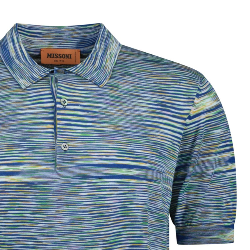 Missoni 3 Button Up Short Sleeve Polo Shirt Mixed Blue - Boinclo ltd - Outlet Sale Under Retail