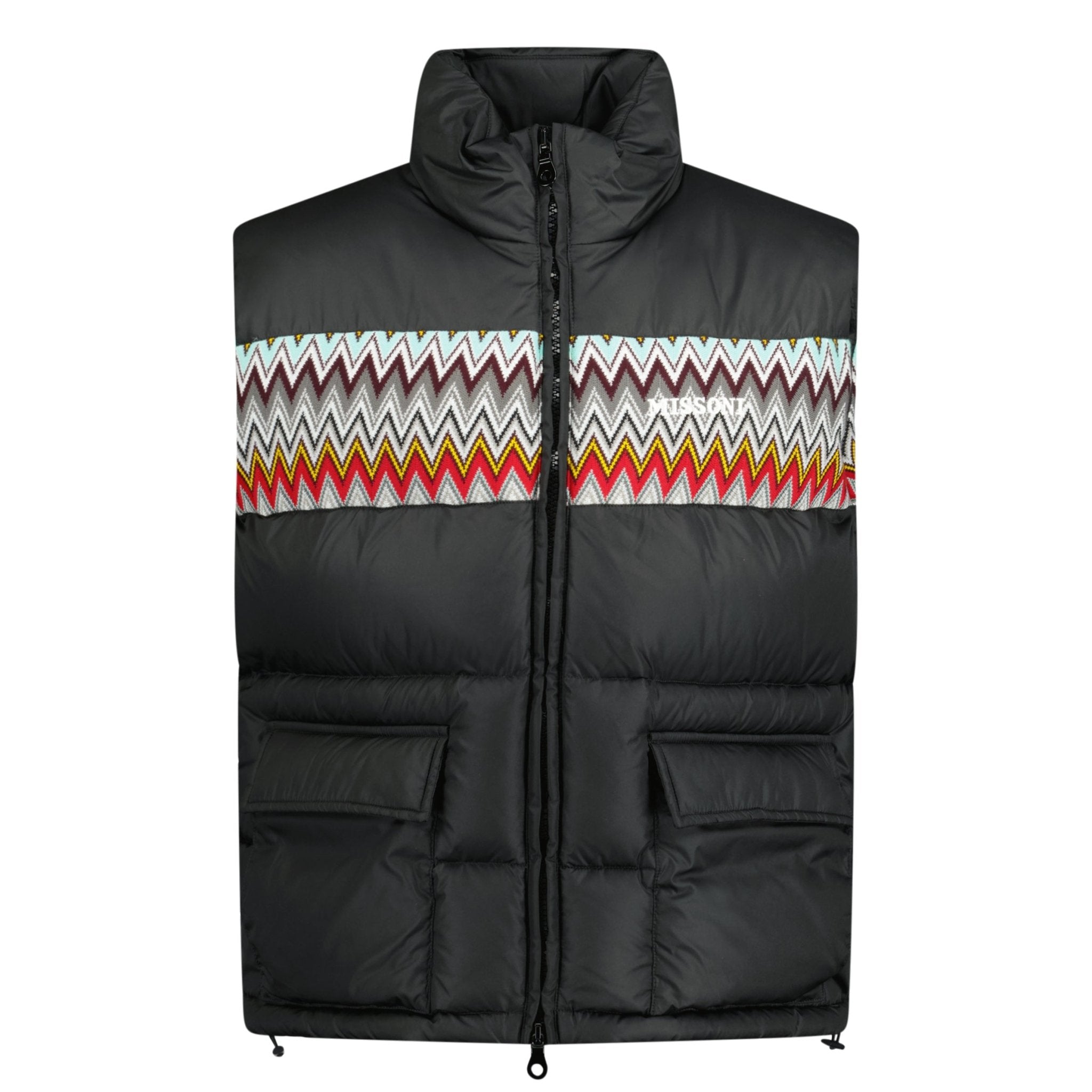 Color variation of Padded Down Gilet With Mixed Pattern Black