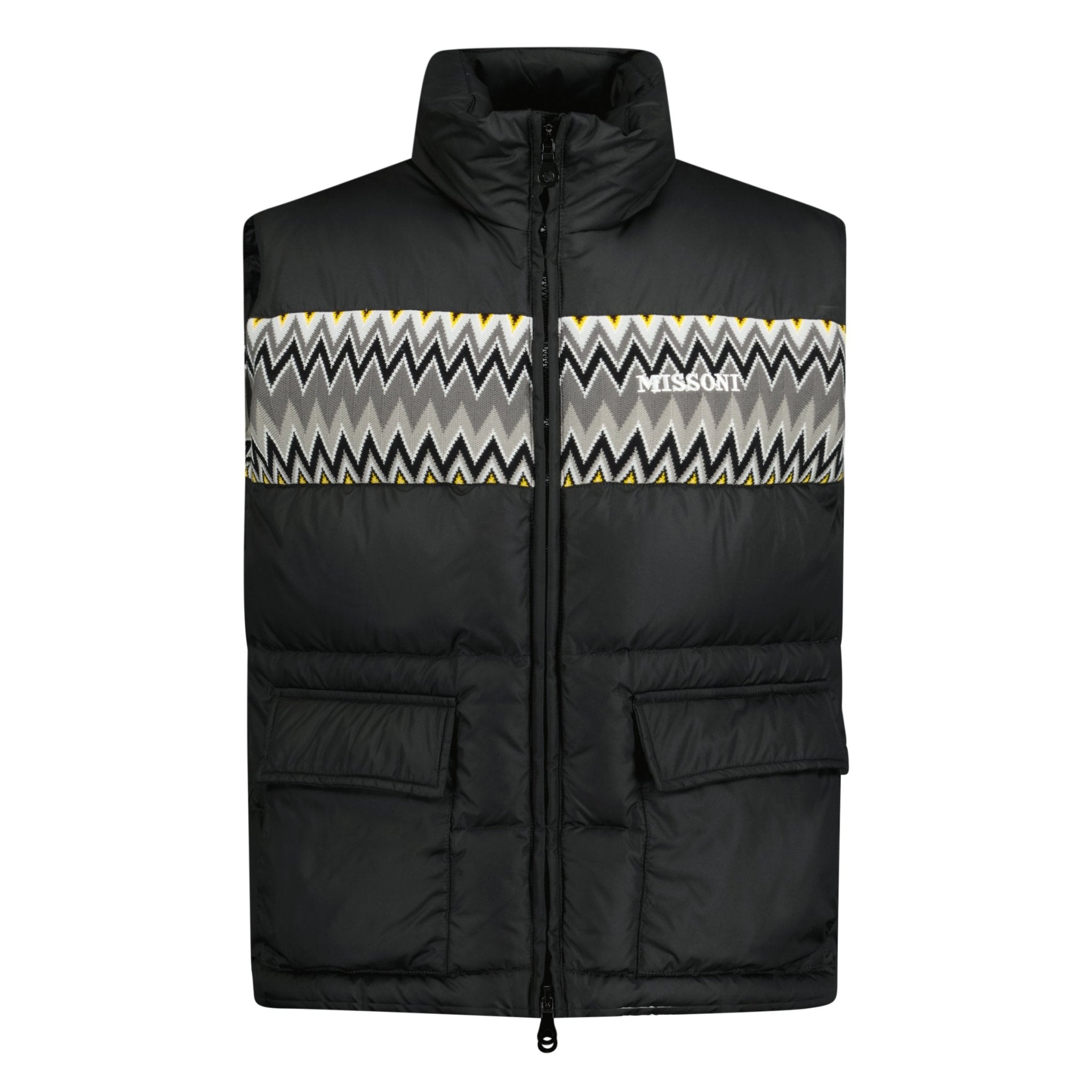 Color variation of Padded Down Gilet With Pattern Black & Yellow