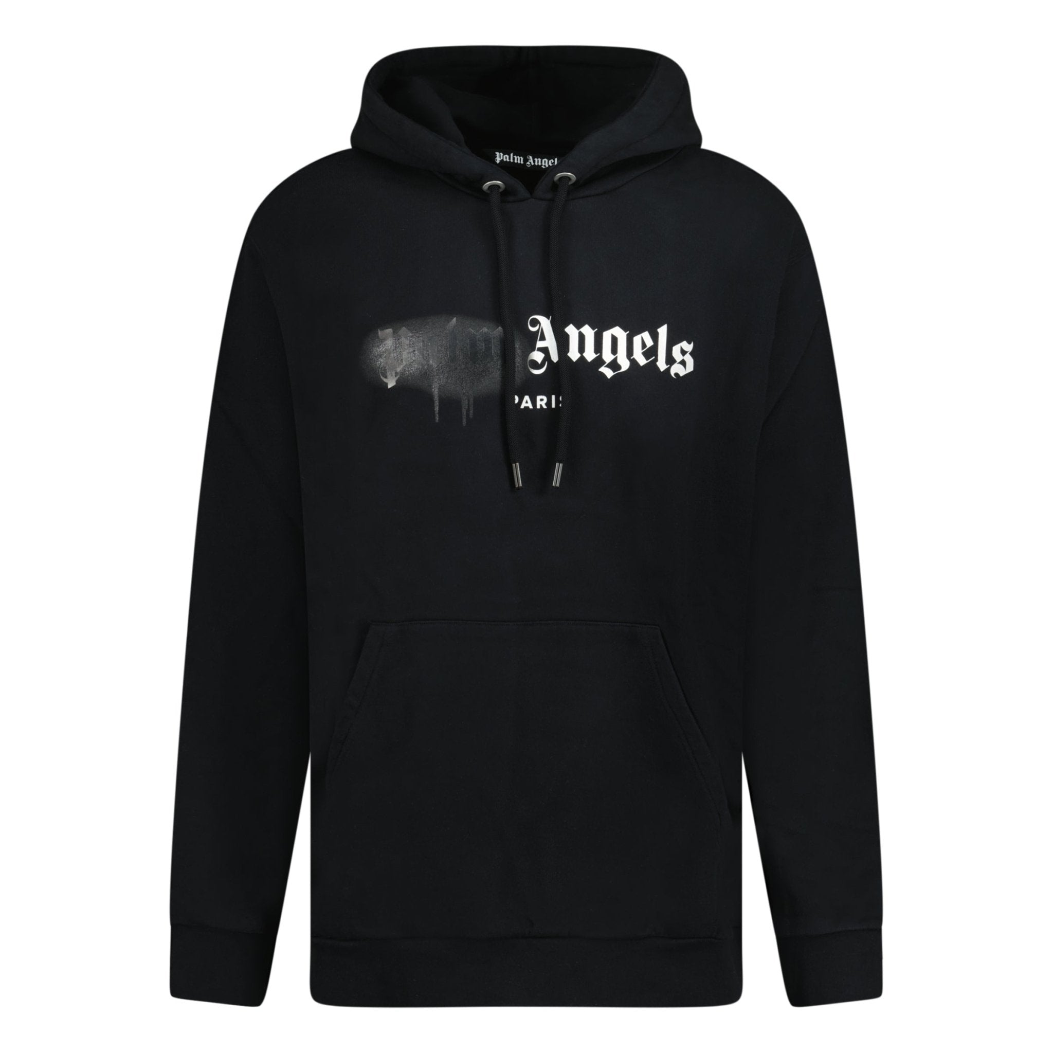 Color variation of Paris Sprayed Logo Hooded Sweatshirt Black