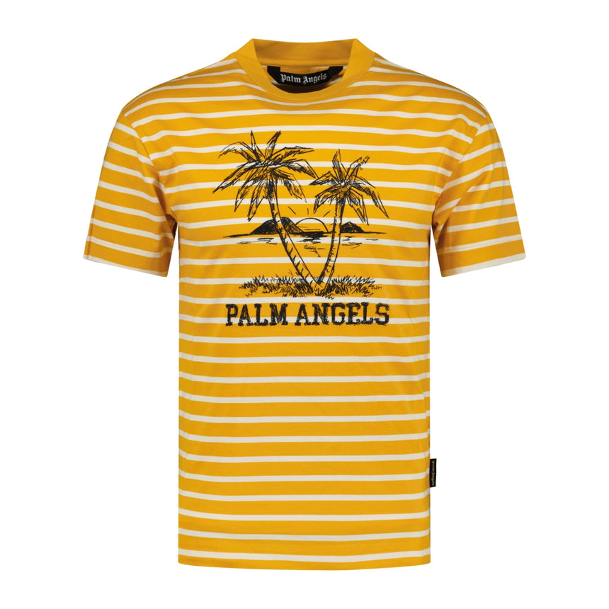 Palm Angels Sunset Palm Stripe T-Shirt Yellow - Boinclo ltd - Outlet Sale Under Retail