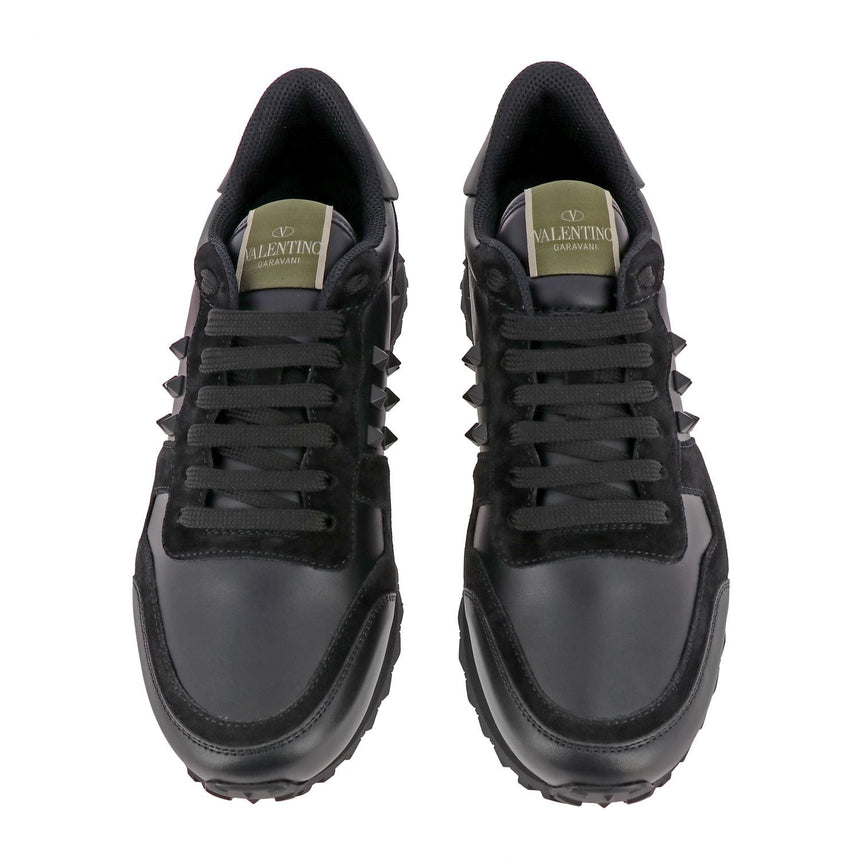 Valentino Camo Leather Rockstud Rockrunner Trainers Black - Boinclo ltd - Outlet Sale Under Retail